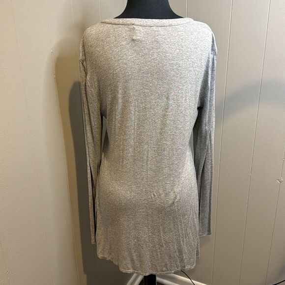 Joan Vass light marled gray overlapping high-low asymmetrical hem stretc… - Picture 3 of 4